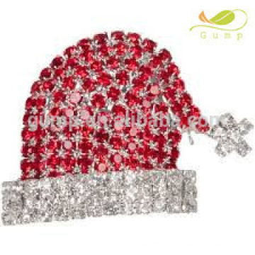 Cristal pino Natal chapéu design broche de strass